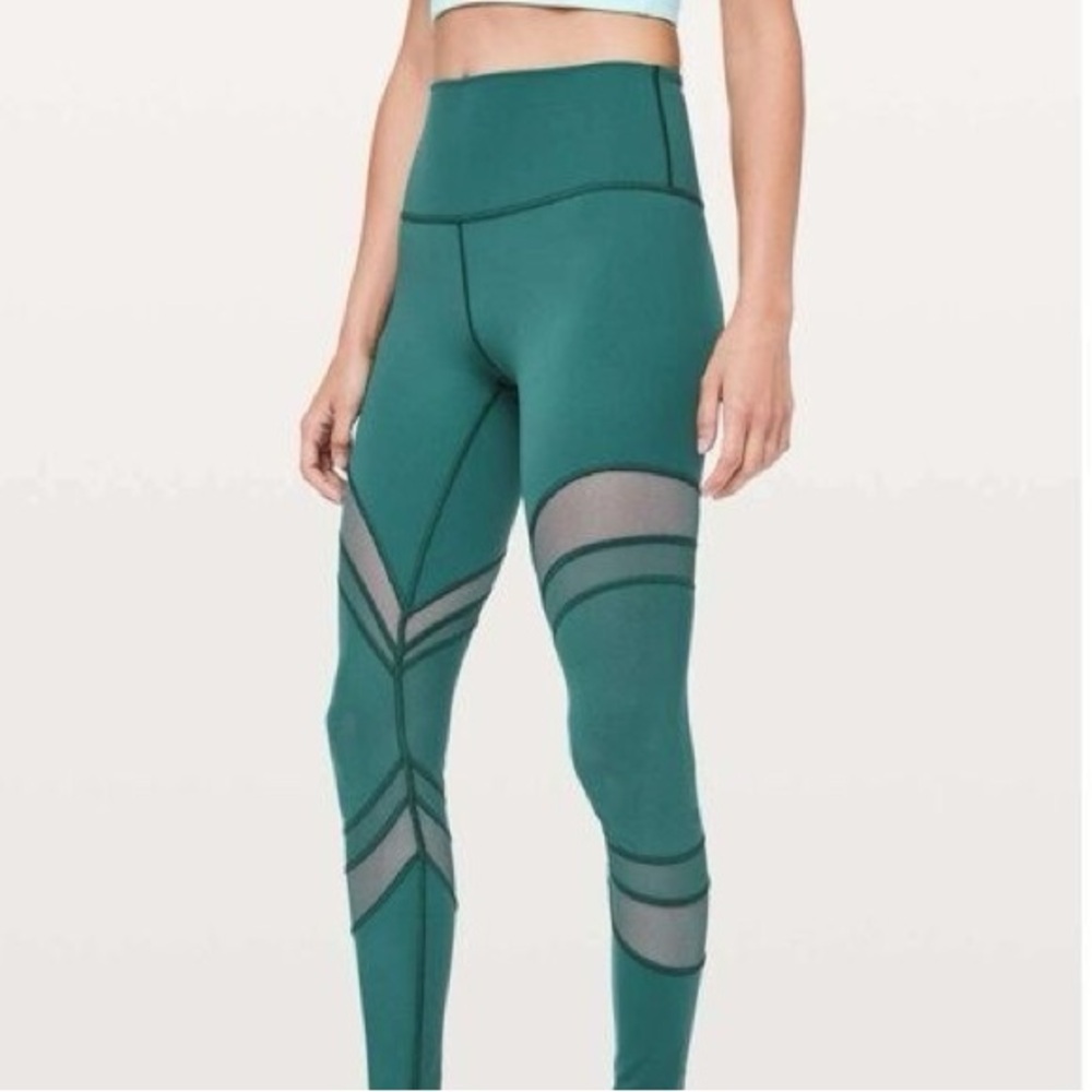 Lululemon Seek The Heat Tight Leggings Womens 2 Green/Teal